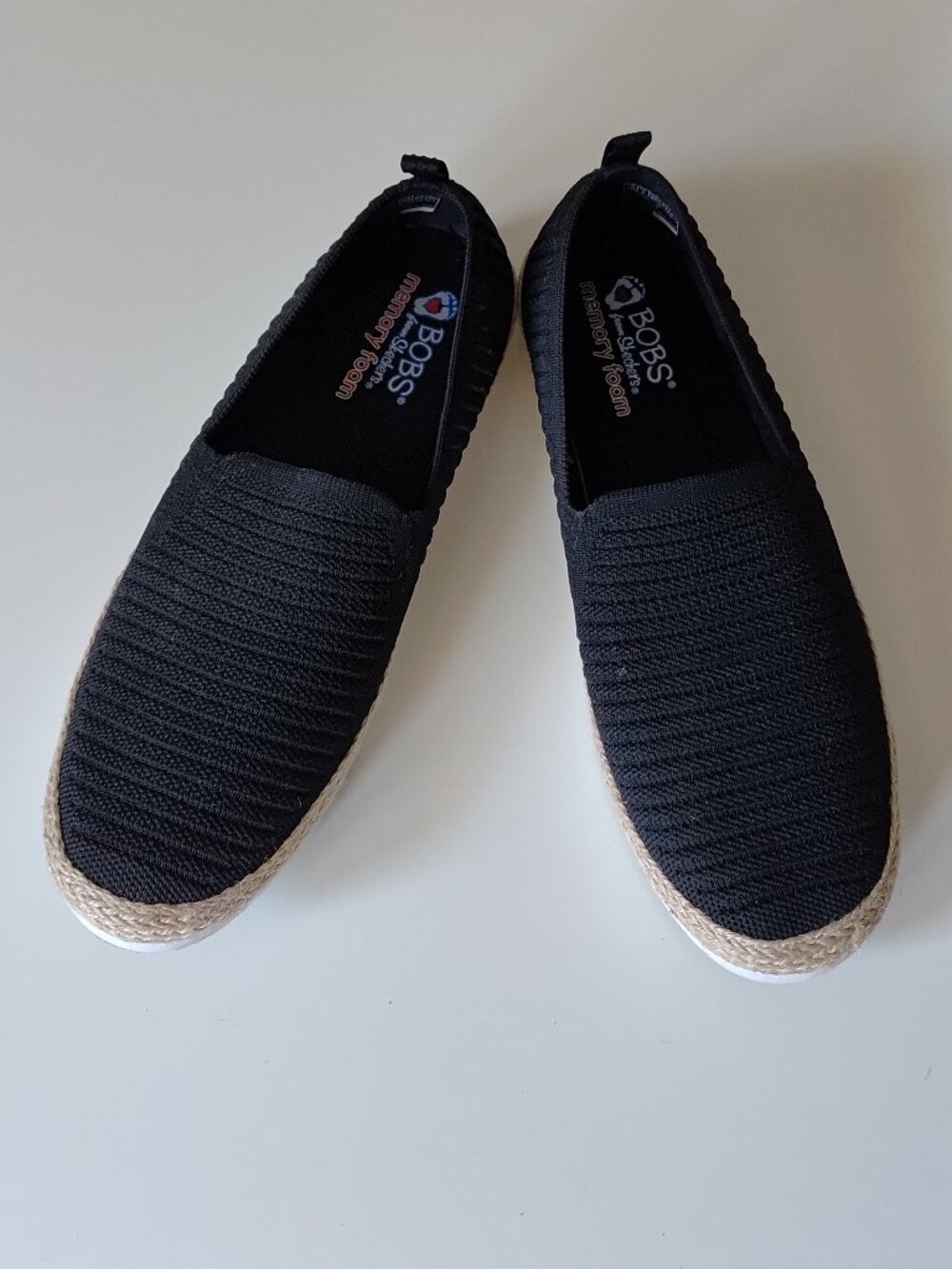 Bobs from Sketchers Memory Foam Women's Size 10 Black Breathable Woven Top